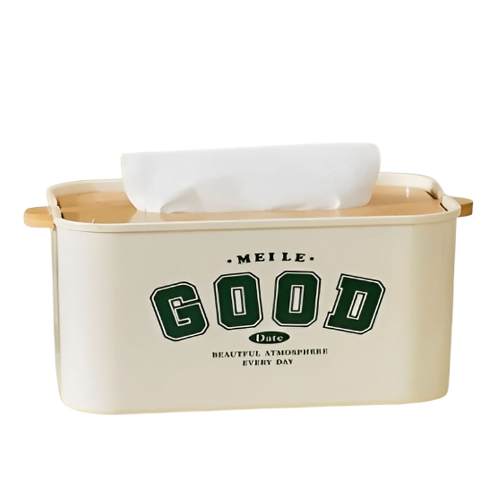 Dispensador Servilletas Pañuelos Organizador Tapa Bambu Decorativo