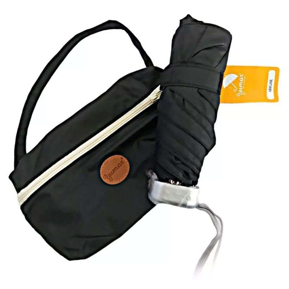 Mini Sombrilla Paraguas Personal Forro Bolso Lluvia Negro