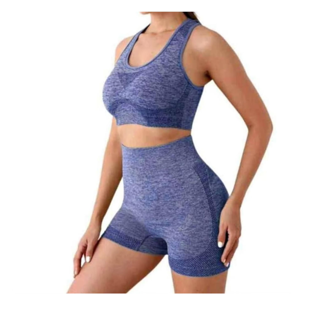 Conjunto Licra Deportivo Yoga Gimnasio Push Up Talla Unica- Azul