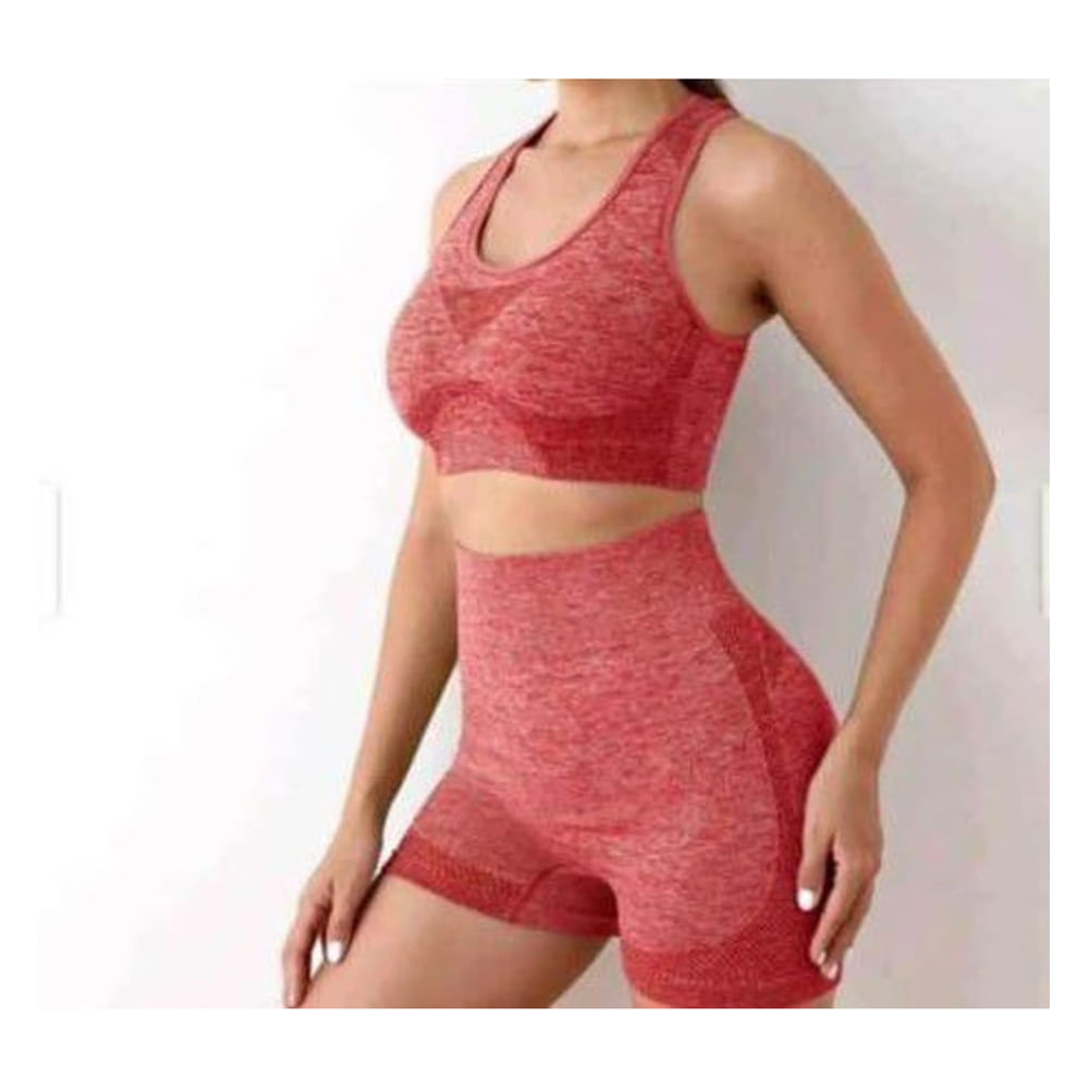 Conjunto Licra Deportivo Yoga Gimnasio Push Up Talla Unica Rojo
