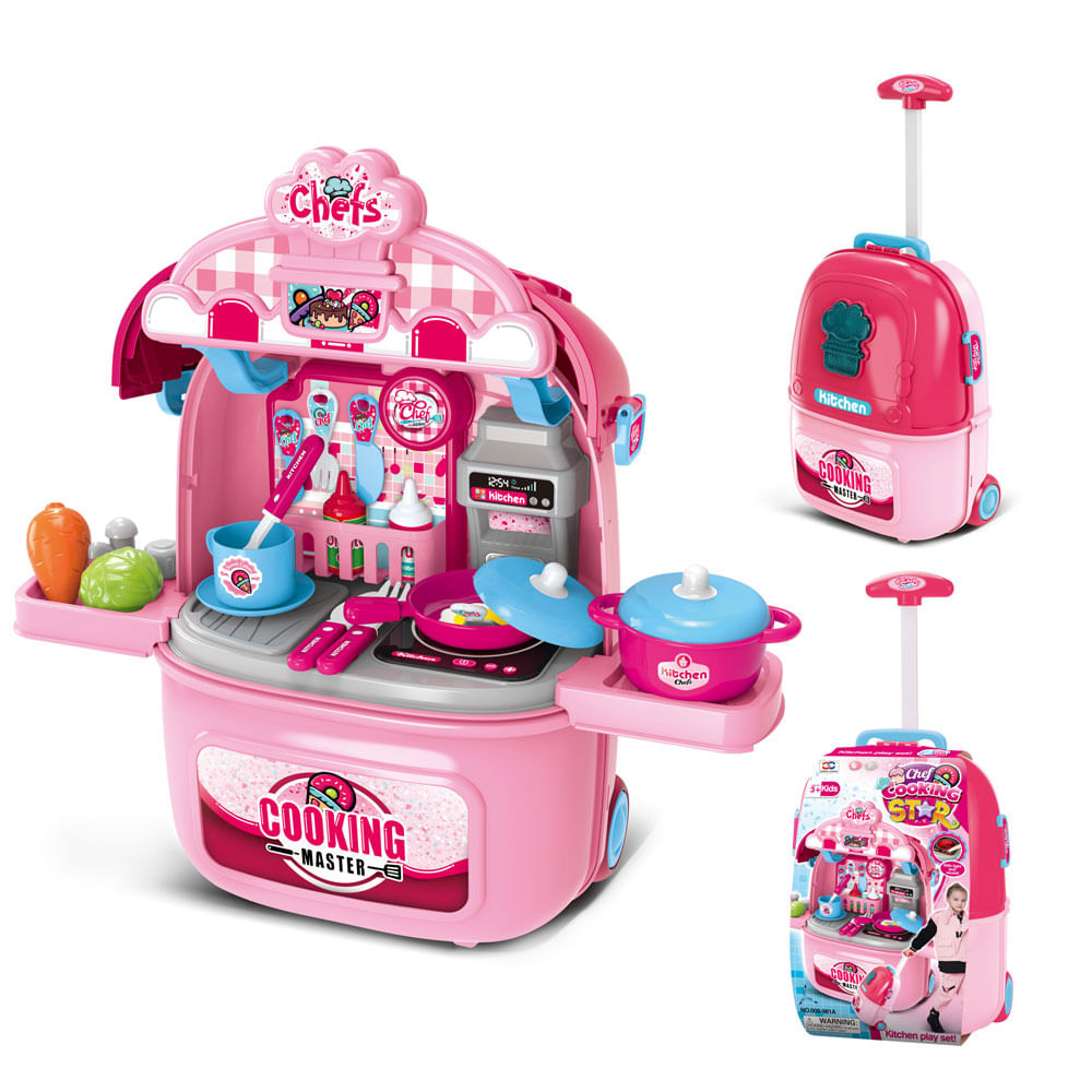 Cocina Juguete Empaque Maleta Rosada Chef Diversión