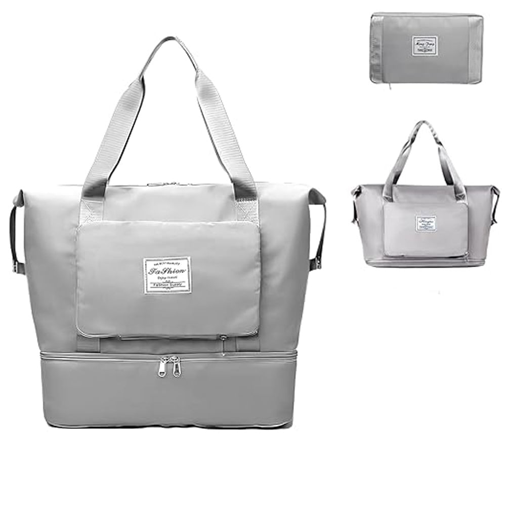 Maleta Bolso Viajero Plegable Expandible Multi Proposito Gris