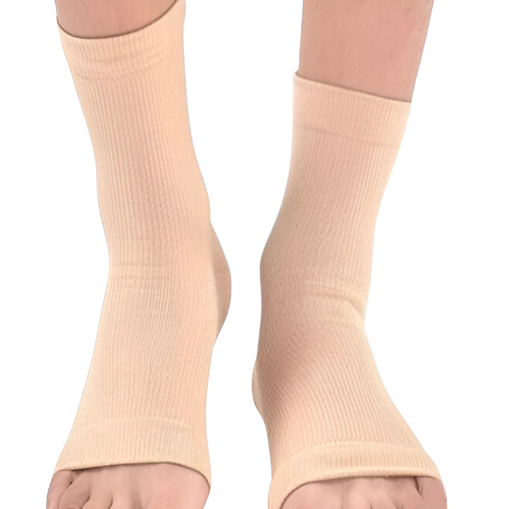 Medias Taloneras Compresion Comodidad Transpirable Punta Abierta Beige