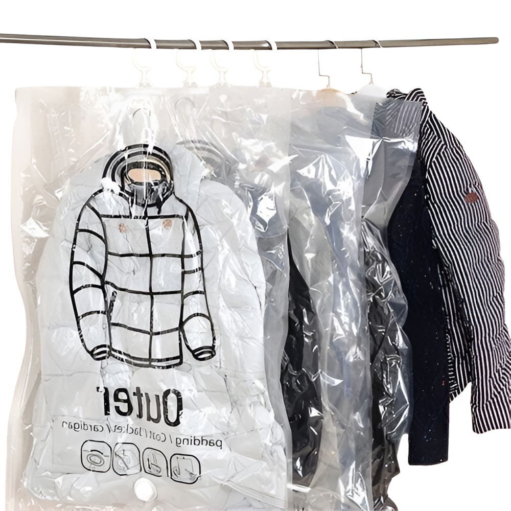 Bolsa Transparente Compresion Ropa 67x139cm Vacio Ahorrar Espacio