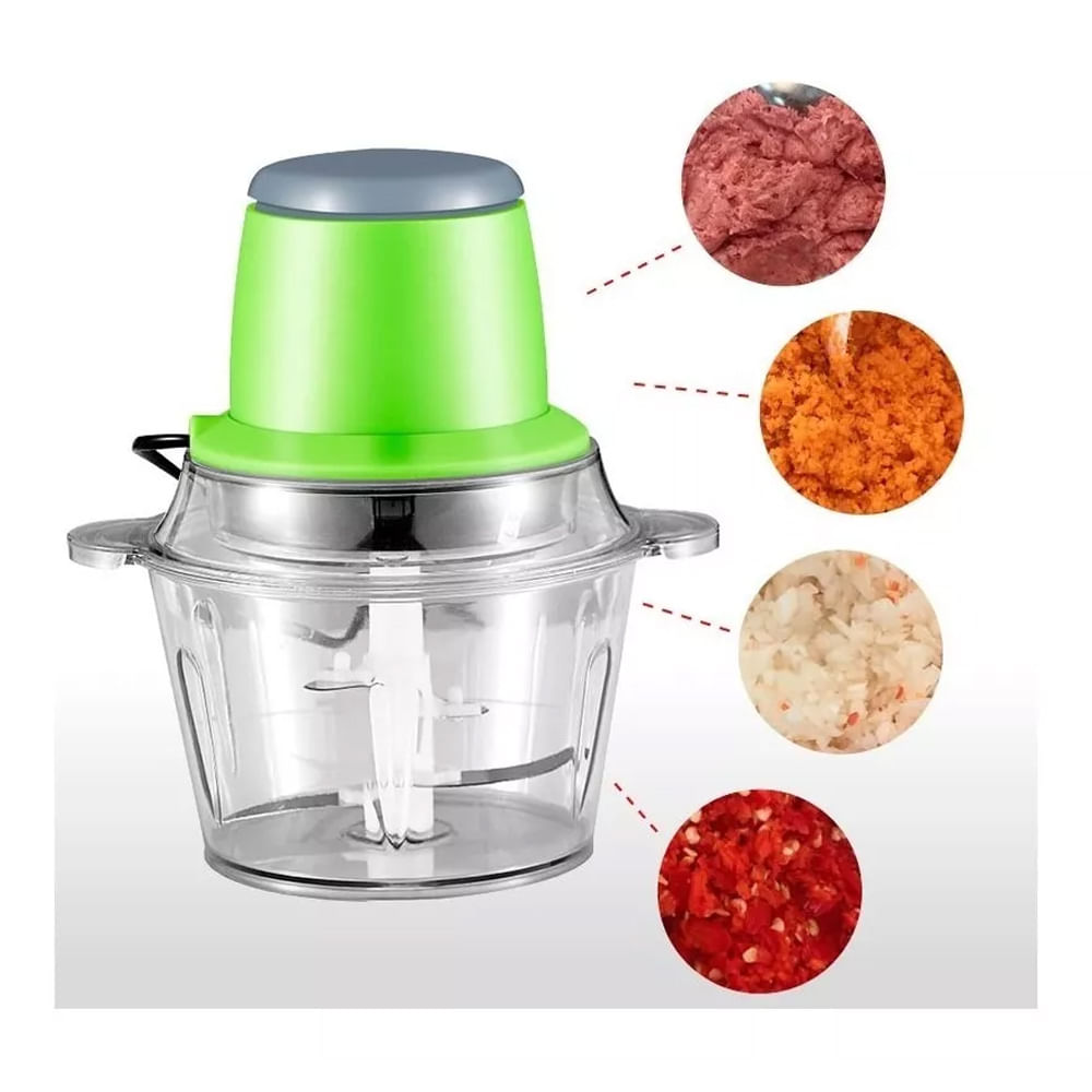 Procesador Alimentos Pica Todo Electrico 1 Kw Capacidad 2L Portatil Verde