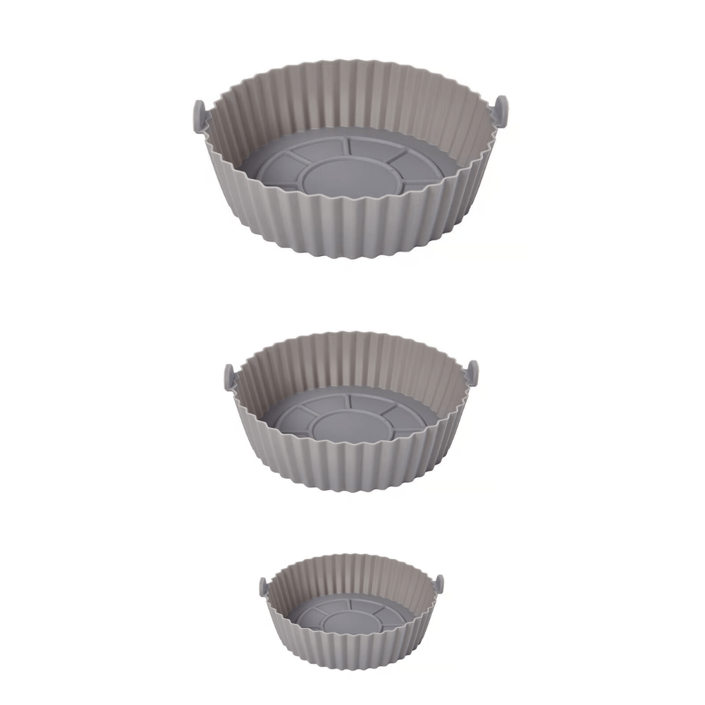 Bandeja Molde X3 Silicona Reutilizable Resistente Horno Airfryer Gris