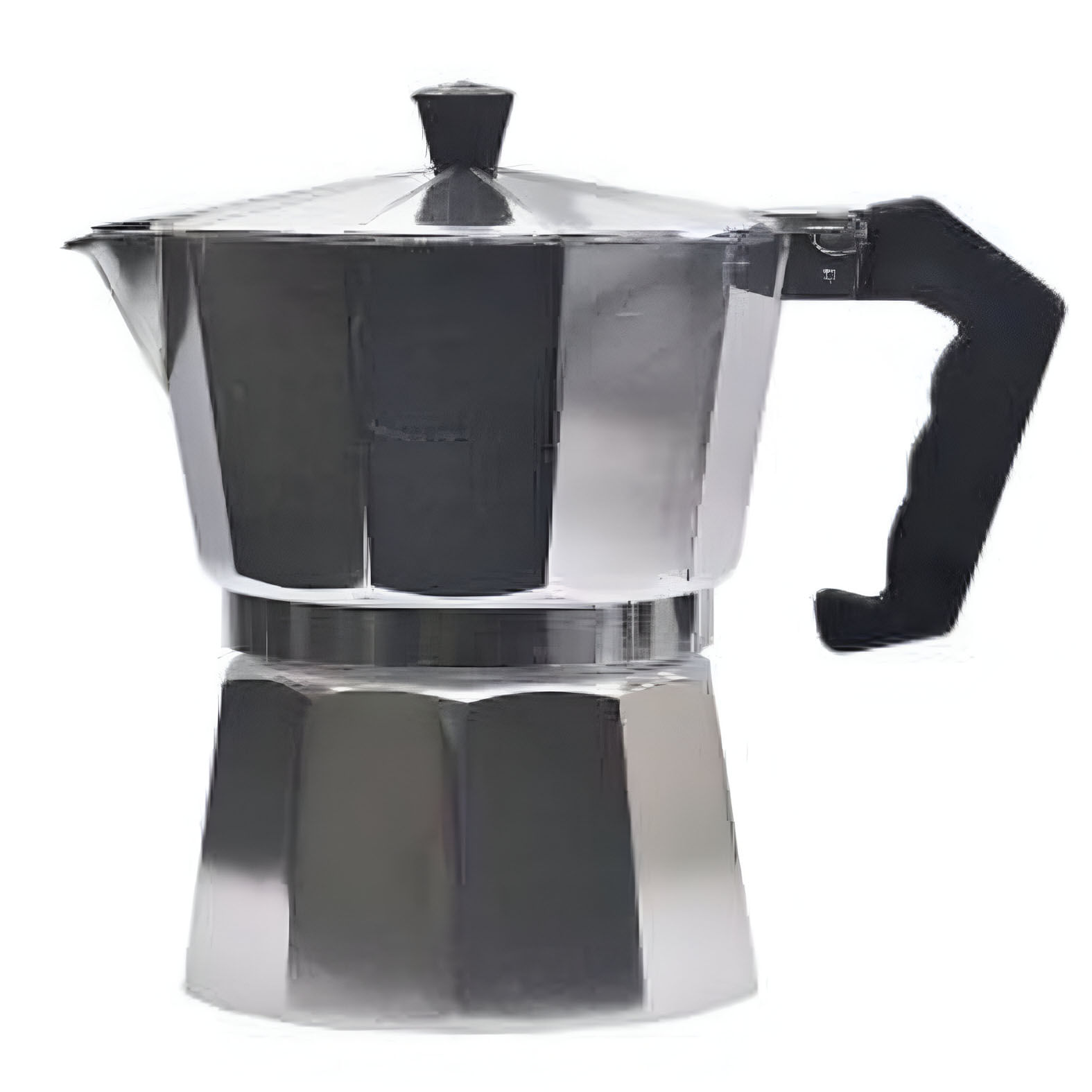Cafetera Italiana 9 tazas Aluminio Moka Mango Plastico Expreso Plata
