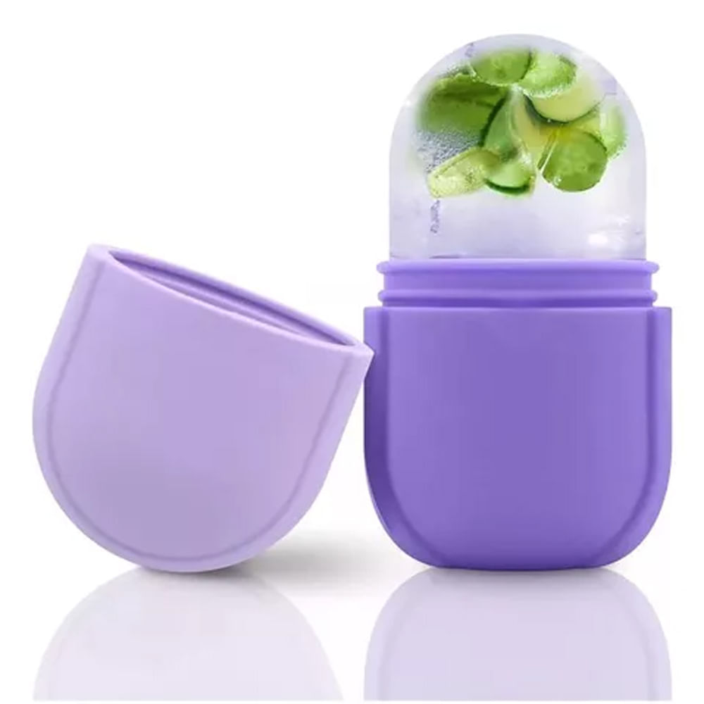 Rodillo Facial Hielo Silicona Reutilizable Piel Belleza Facial Morado