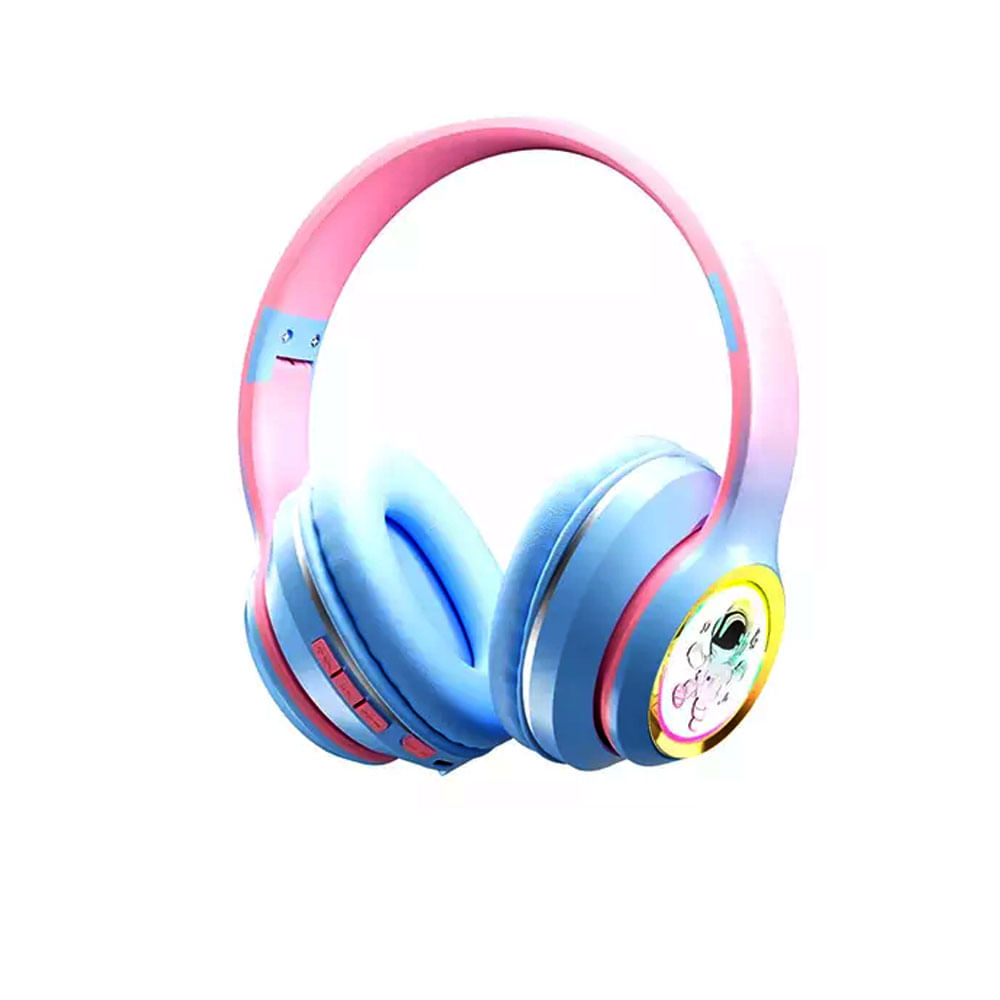 Audifono BT Diseño Astronauta Diadema Bluetooth Azul Rosado