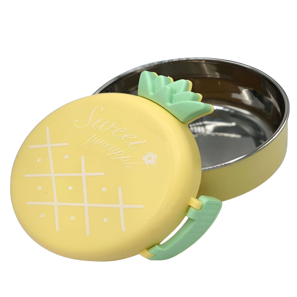 Lonchera Porta Comida Termico Resistente Fiambrera Cuchara Piña Amarilla