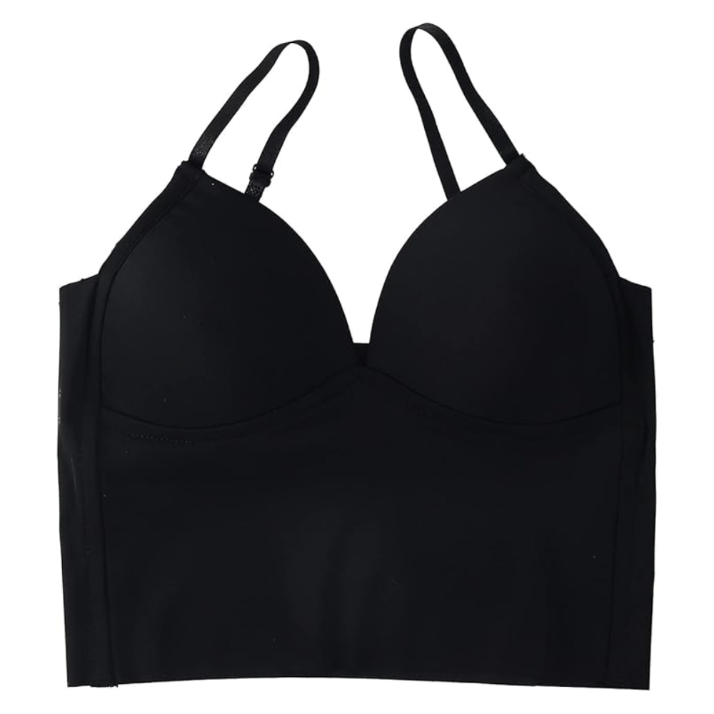 Top Deportivo Suave Tirantes Delgados Diseño Realce Ajustado Negro