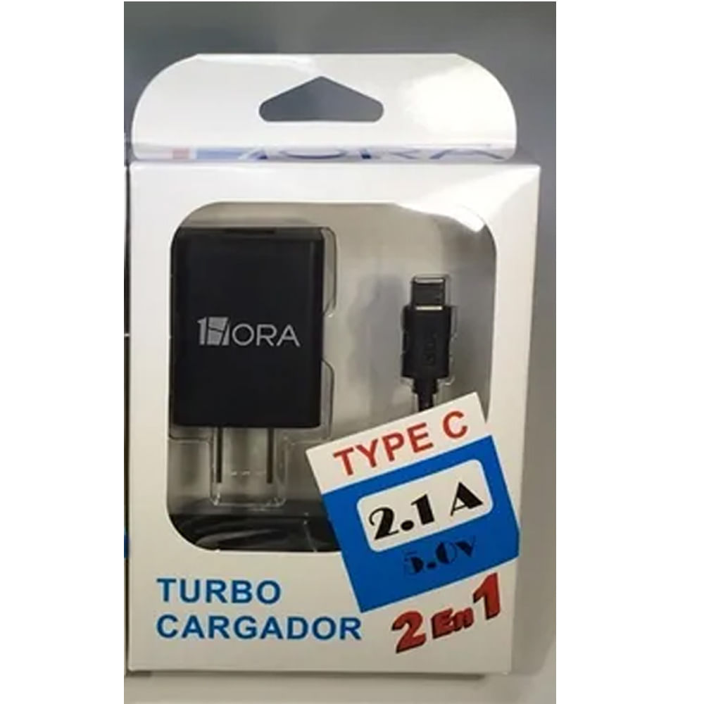 Adaptador Cargador Tipo C Carga Rapida 2.1A Negro V8
