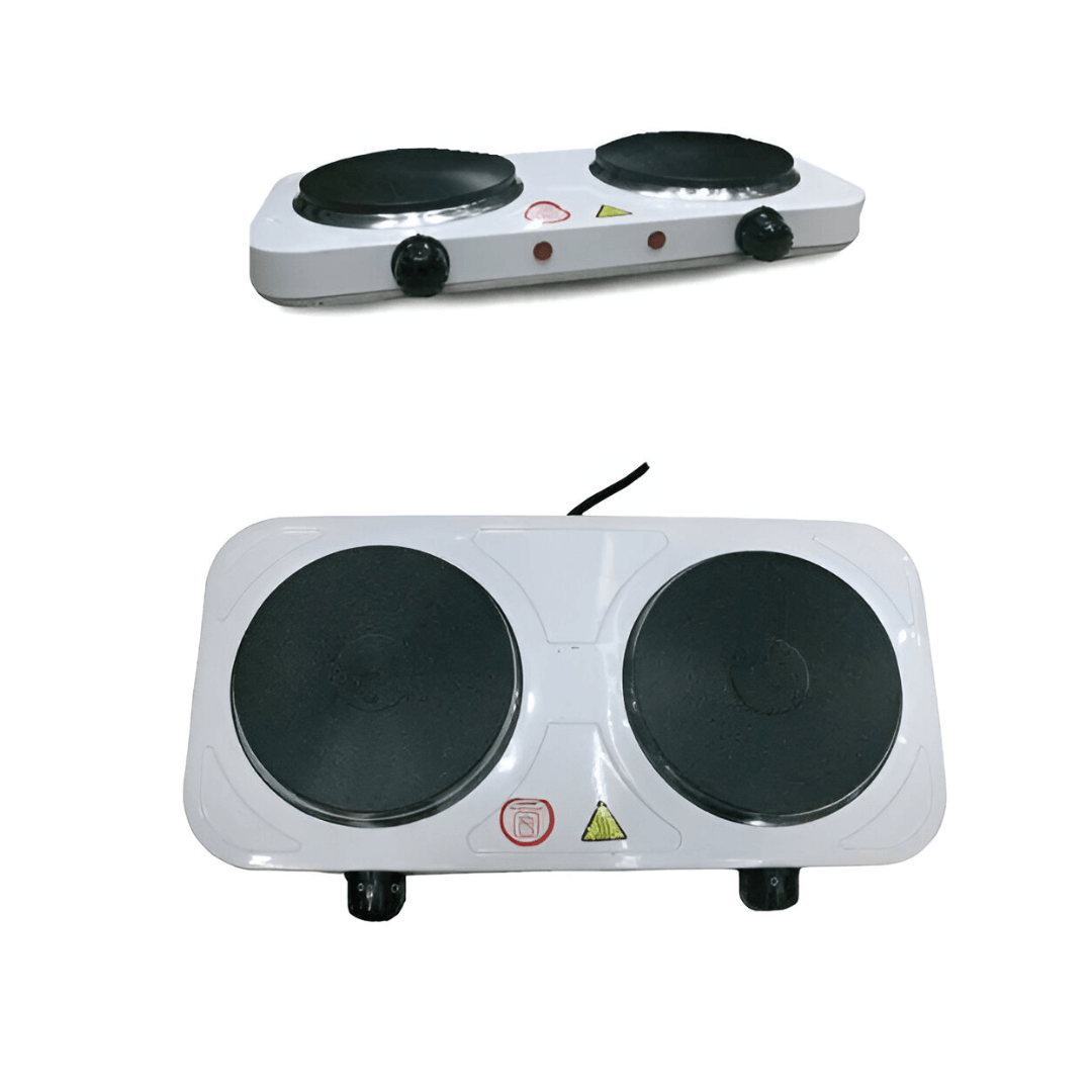 Estufa Electrica 2 Puestos Diseño Compacto Portatil Eficiente Blanca