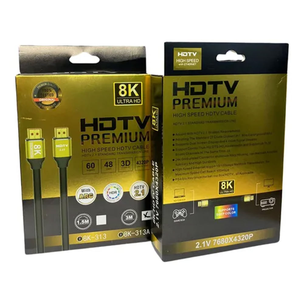 Cable HDMI HDVT Ultra HD 8K 1.5m Alta Velocidad 2.1 V 48 Gbps