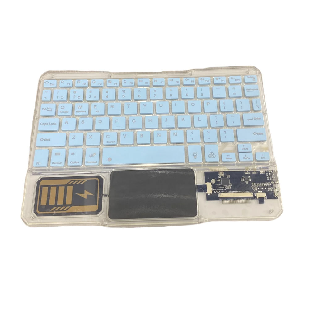 Combo Inalambrico Teclado Mousepad Bluetooth Transparente 2en1 Azul