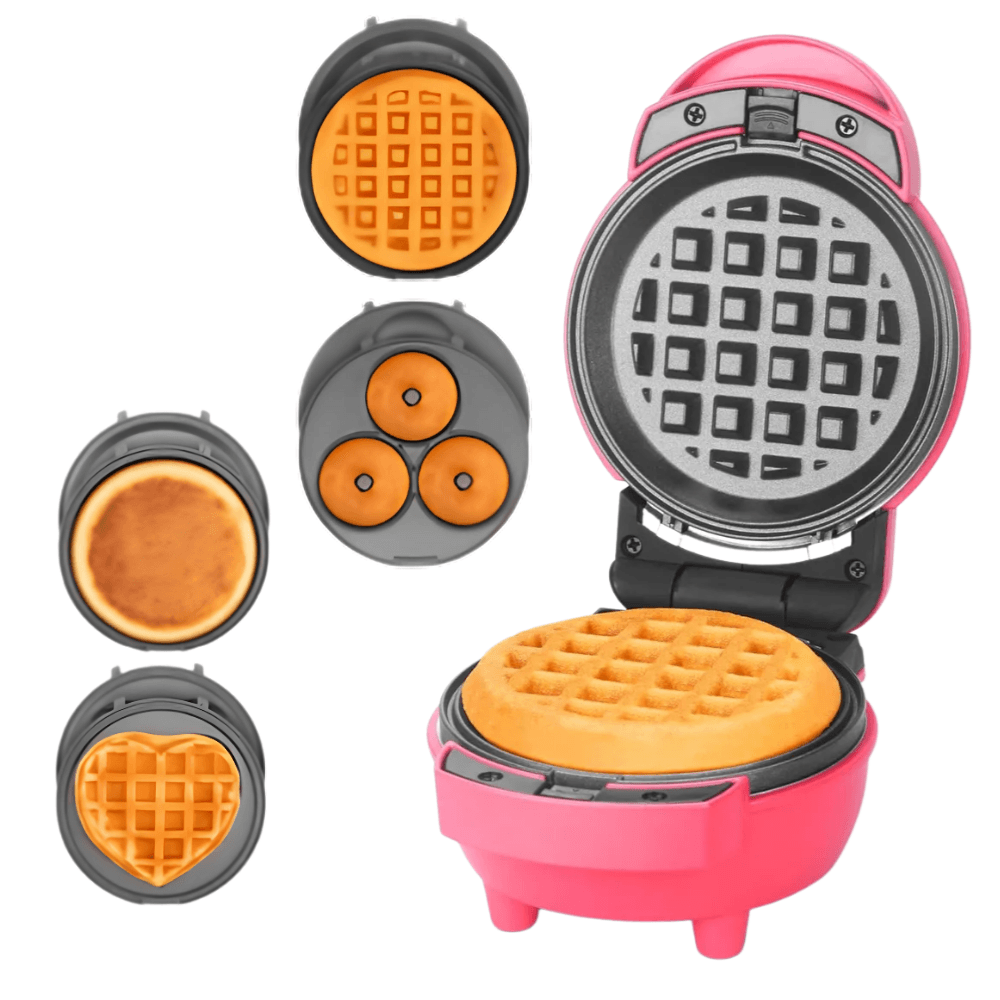 Wafflera Electrica Multifuncion Moldes Intercambiables Antihaderente Rosa
