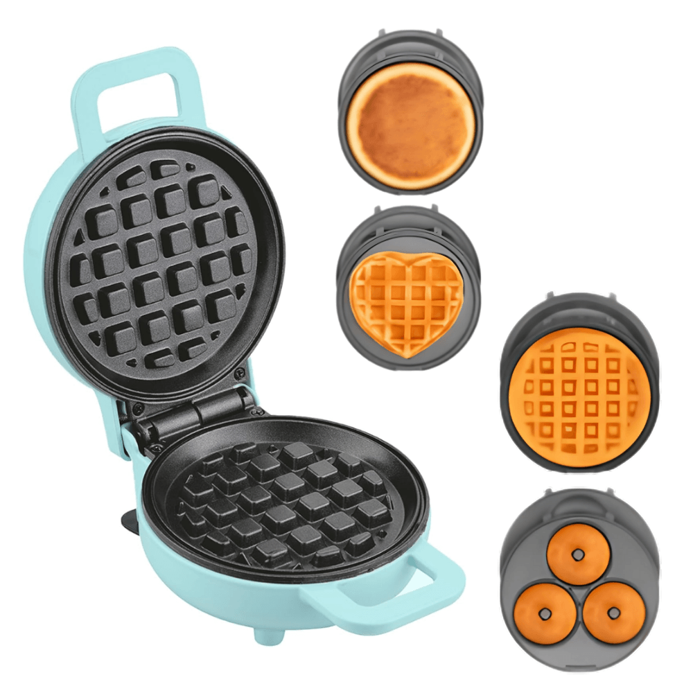 Wafflera Electrica Multifuncion Moldes Intercambiables Antihaderente Azul