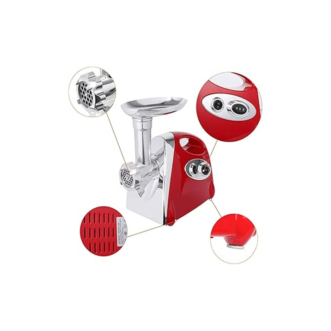 Molino Electrico Carne Discos Corte Motor 1200w Cocina Preparacion Hogar Rojo