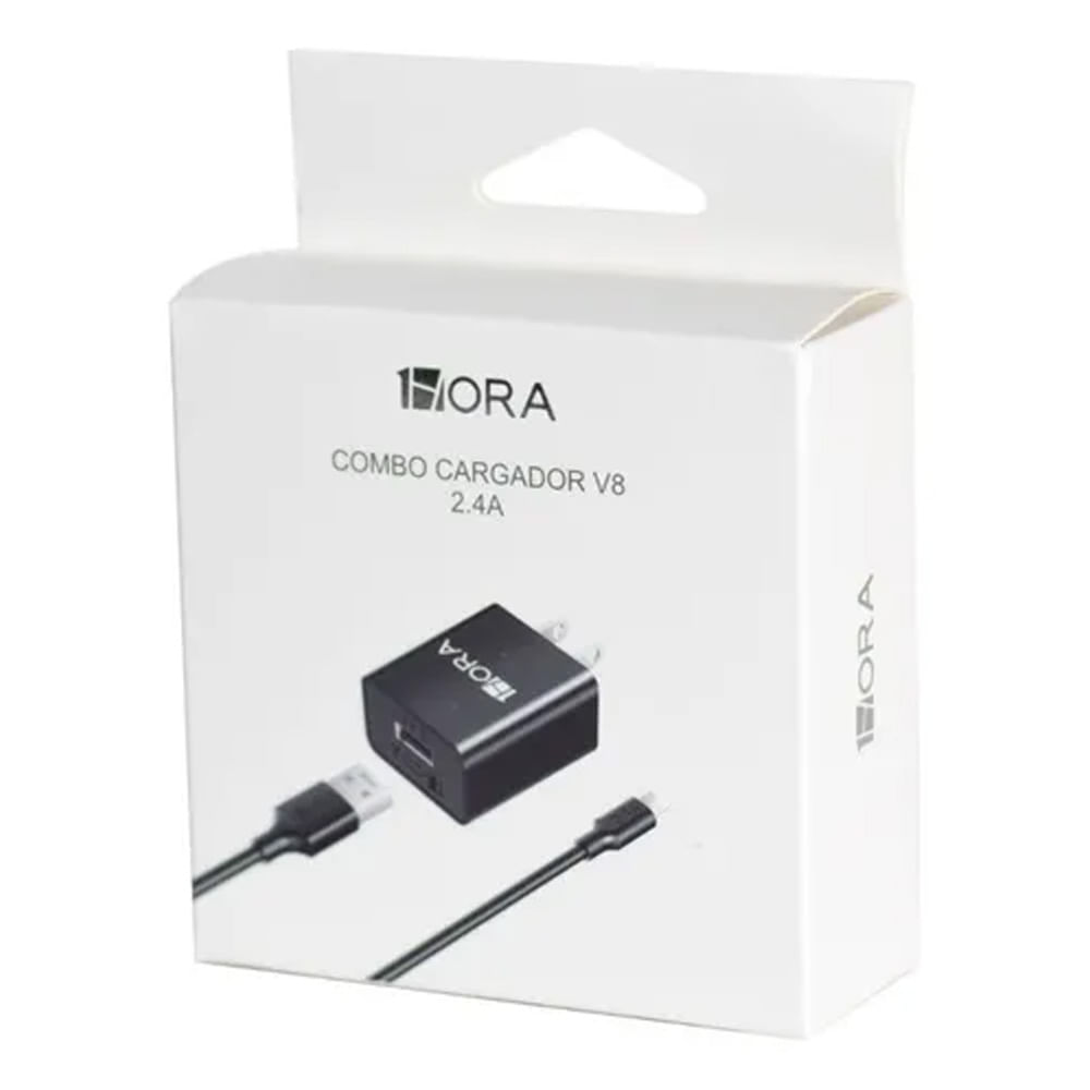 Adaptador Cargador Tipo C 1H Carga Rapida 2.4A Negro