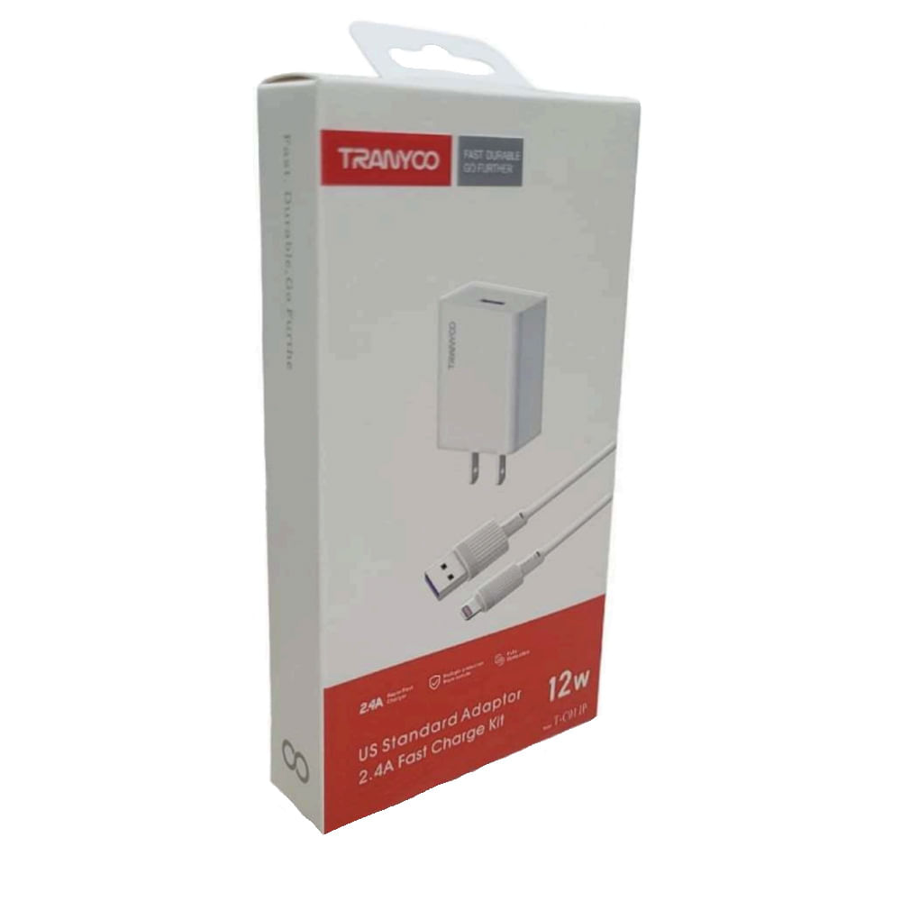 Adaptador Cargador Tipo Lightning 1H Carga Rapida 24A 12W Blanco