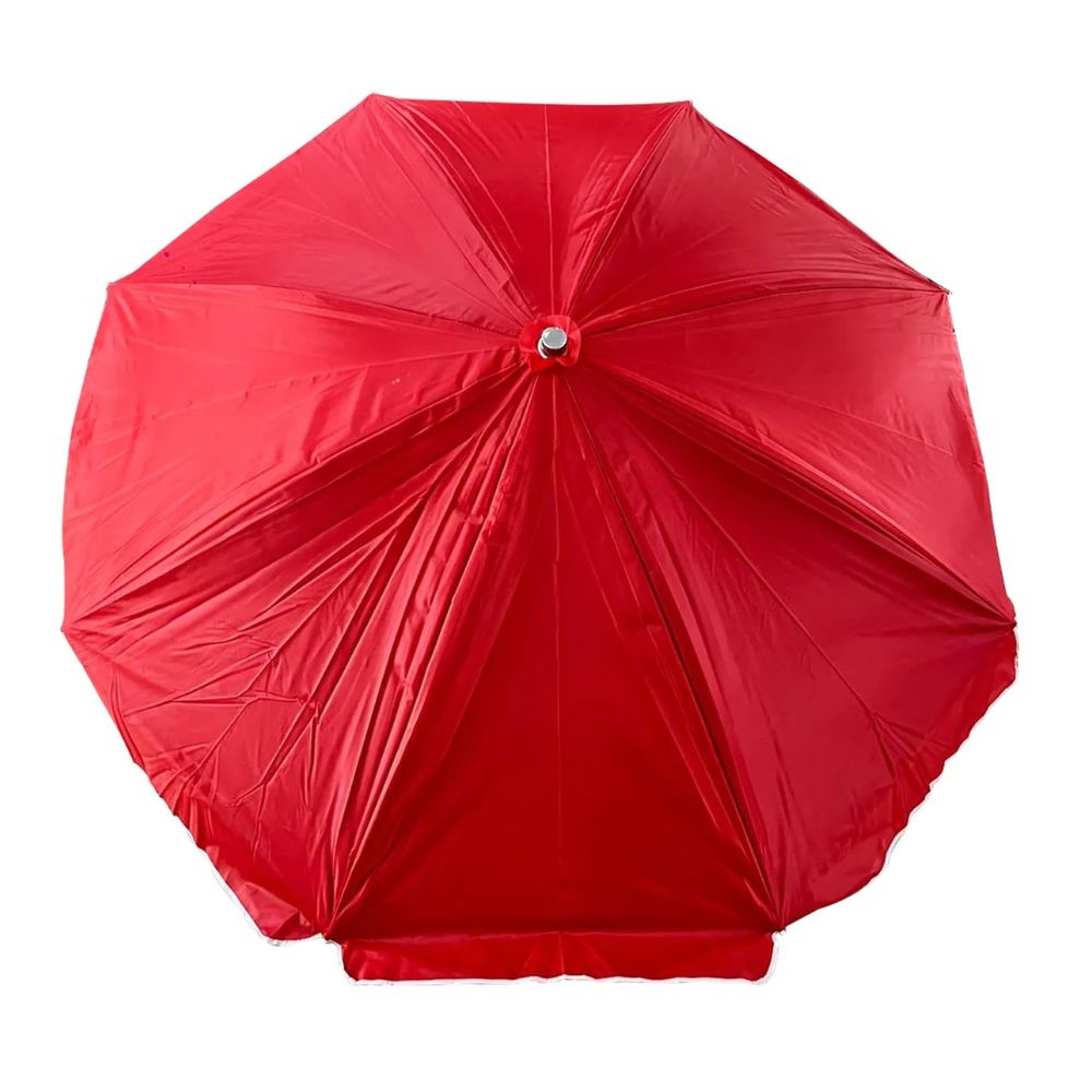 Parasol 280cm Doble Tela Varilla Metalica Filtro Solar Roja
