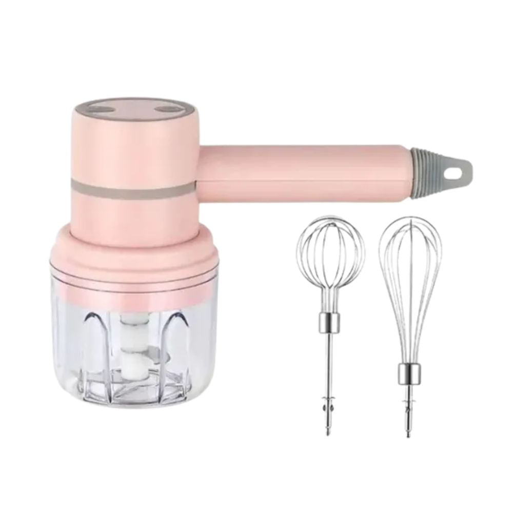 Mini Batidora Picador Electrico 2en1 Recargable Multifuncion Rosa