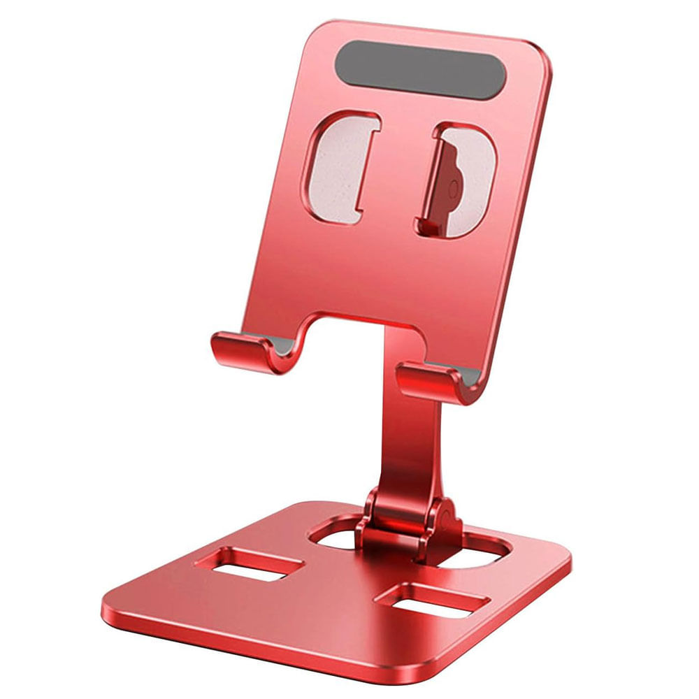 Soporte Celular Escritorio Ajustable Tablet Oficina Hogar Antideslizante Aluminio Rojo