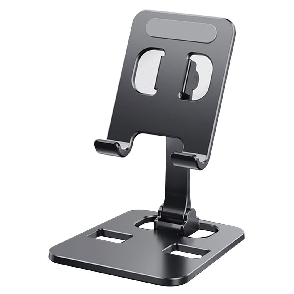 Soporte Celular Escritorio Ajustable Tablet Oficina Hogar Antideslizante Aluminio Negro