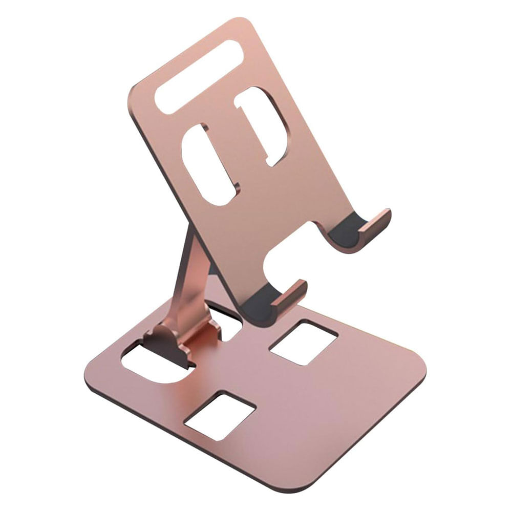 Soporte Celular Escritorio Ajustable Tablet Oficina Hogar Antideslizante Aluminio Rosado Palido