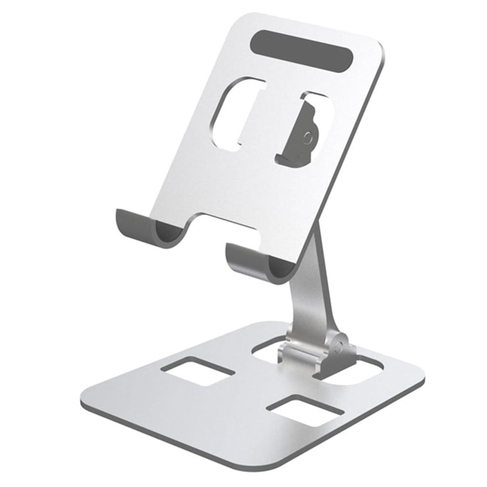 Soporte Celular Escritorio Ajustable Tablet Oficina Hogar Antideslizante Aluminio Blanco