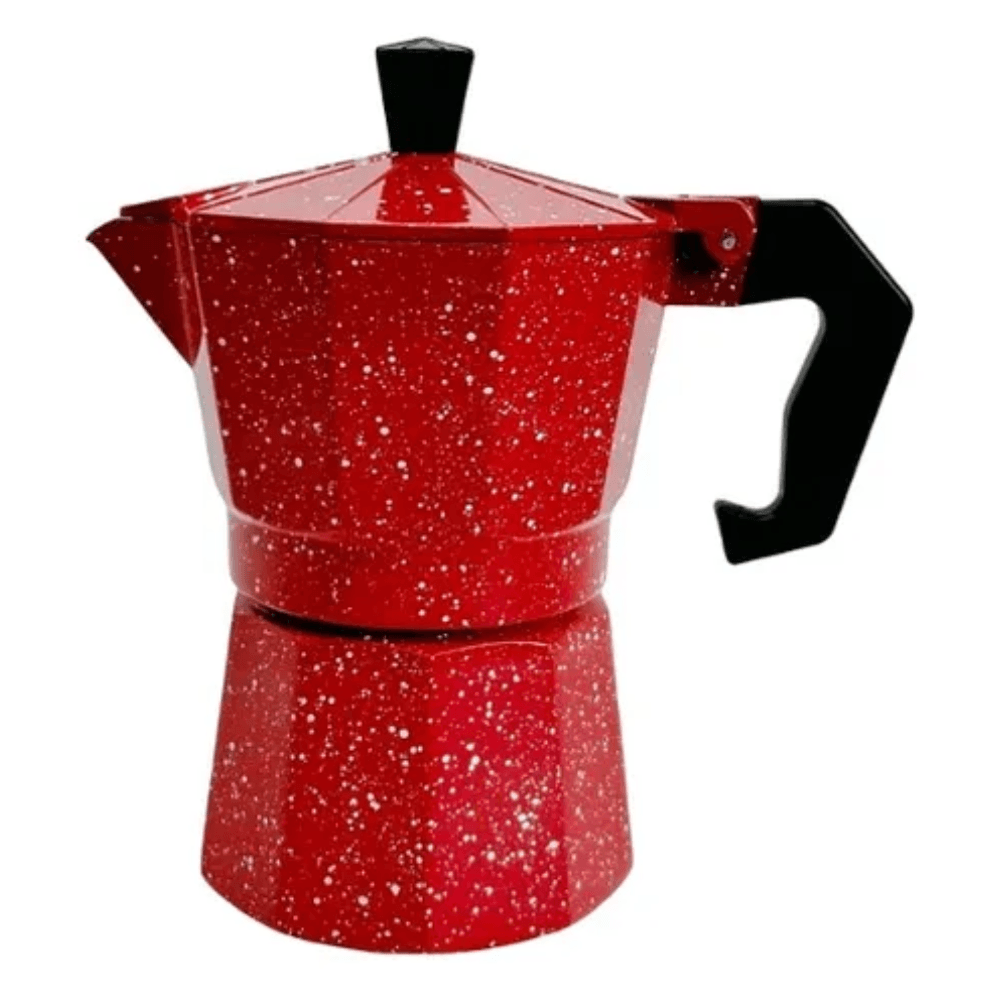 Cafetera Italiana 6 Tazas Roja Aluminio Antiadherente Mango Negro