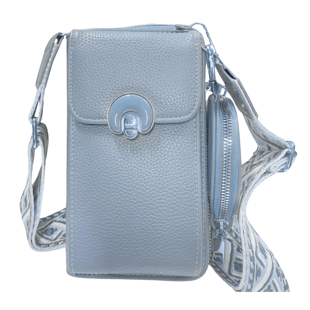 Set 2En1 Bolso Mujer Tipo Bandolera Monedero Correa Ajustable 23X15cm Azul