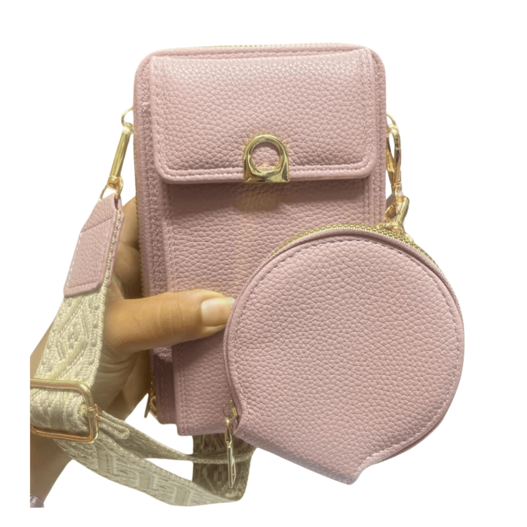 Set 2En1 Bolso Mujer Tipo Bandolera Monedero Correa Ajustable 23X15cm Morado