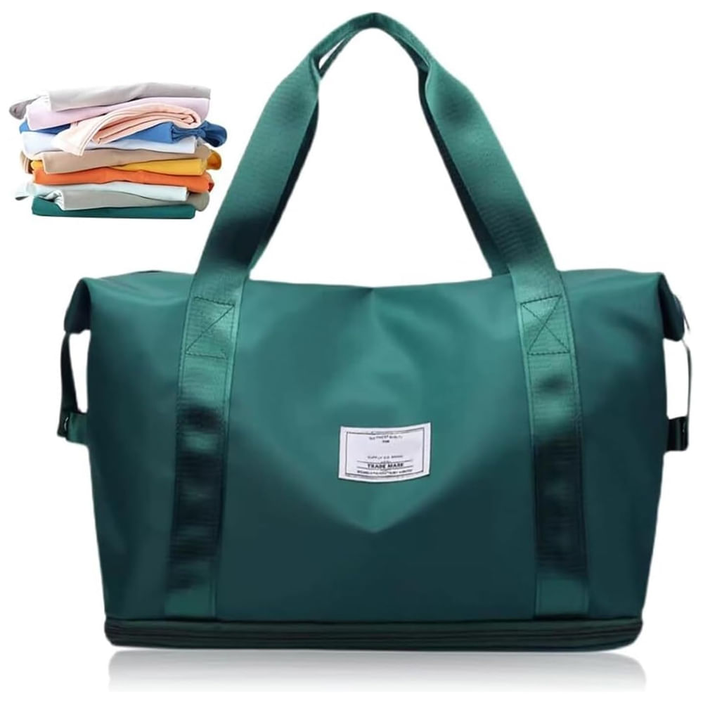 Bolso Viajero Plegable Expandible Multi Proposito Verde Oscuro