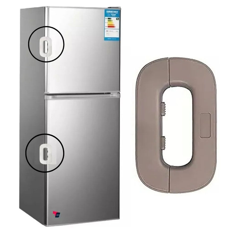 Seguro Refrigerador Adherente Adhesivo Cierre Nevera Seguridad Cerradura Autobloqueo Gris