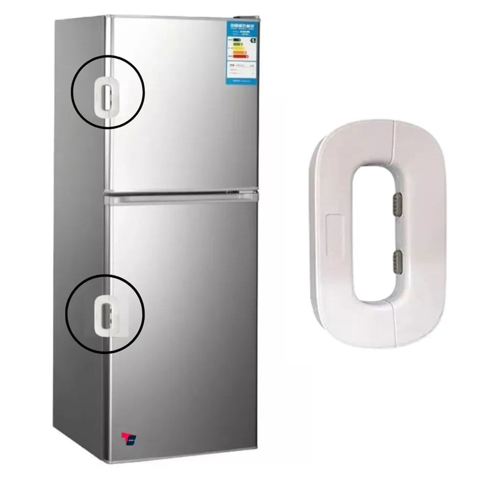 Seguro Refrigerador Adherente Adhesivo Cierre Nevera Seguridad Cerradura Autobloqueo Blanco