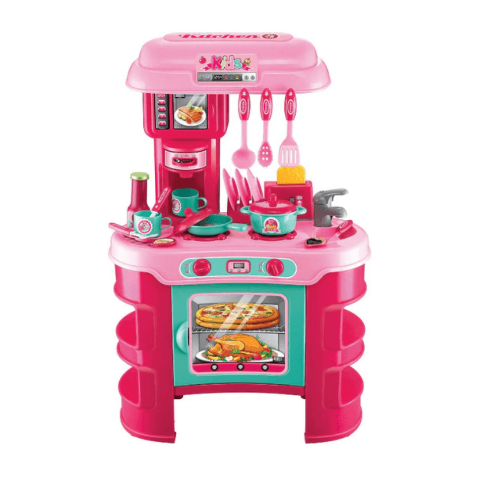 Cocina Juguete Infantil Plastico Rosa Fucsia Verde Utensilios Ollas Tazas Platos Estufa Horno Accesorios