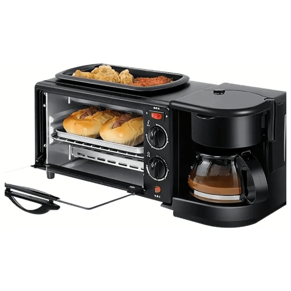 Maquina Multifuncional Desayunadora Tostador Horno Cafetera Sarten Cocina Practica Hogar Oficina