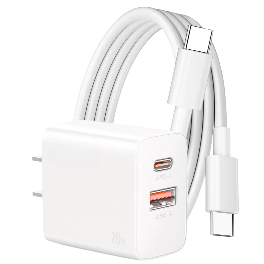 Cargador 20W Tipo C a Tipo C K-C26 Carga Rapida Portatil Blanco