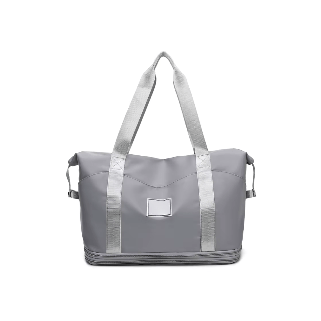 Bolso Viajero Unisex Grande Liviano Bolsillo Frontal Multiproposito Gris