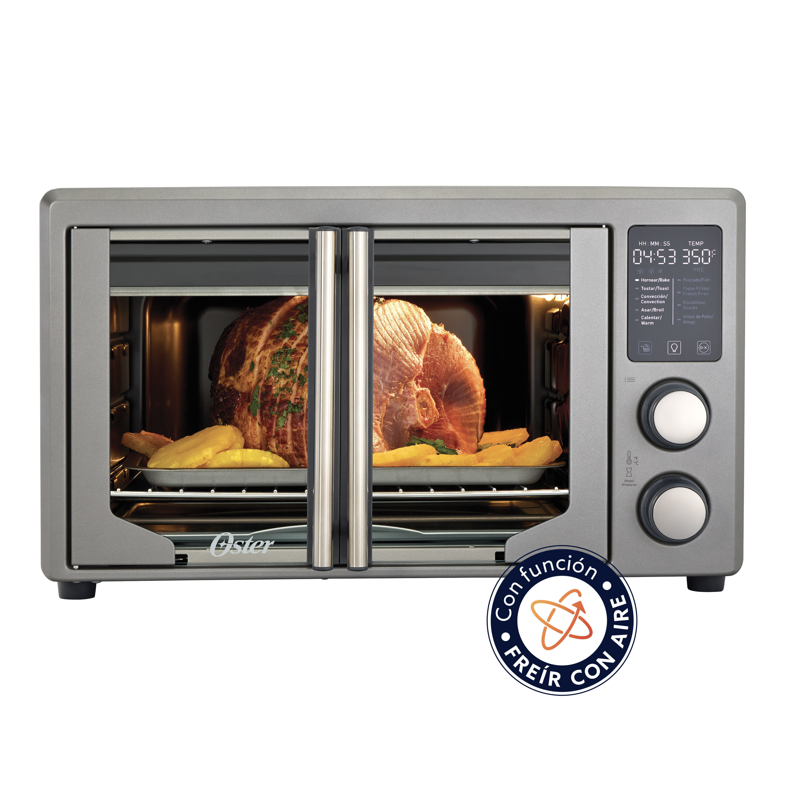 Oster Horno, Digital, con Freidora de Aire, de 42 L de Capacidad, Color Gris, TSSTTV42FDDAFNS