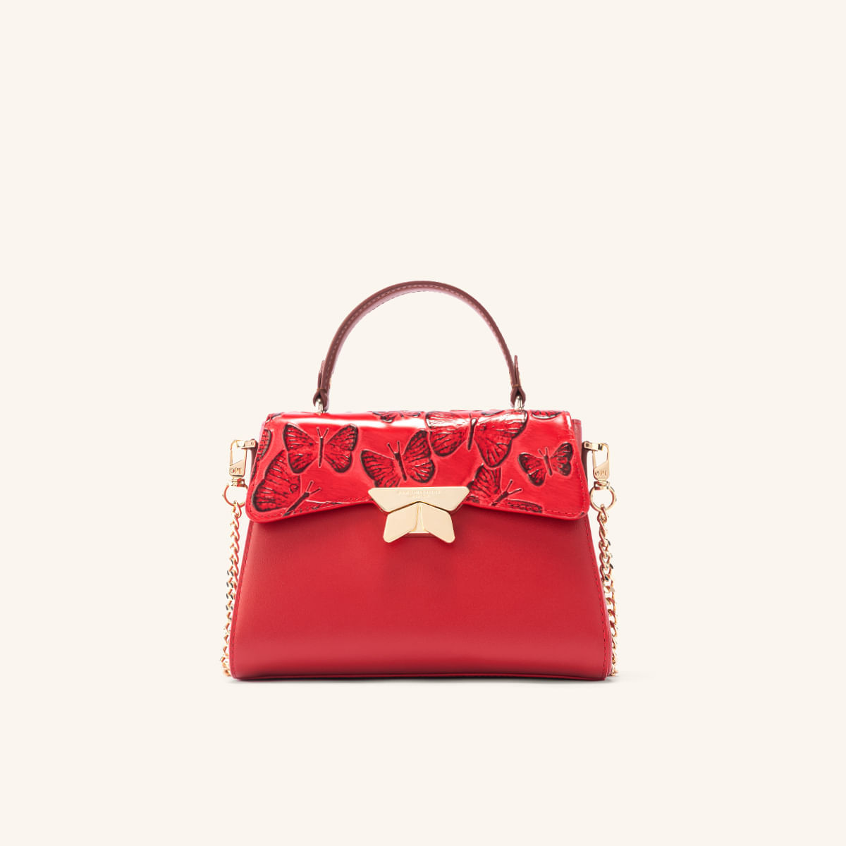Bolso De Mano Alma Con Cadena Baya Mariposas