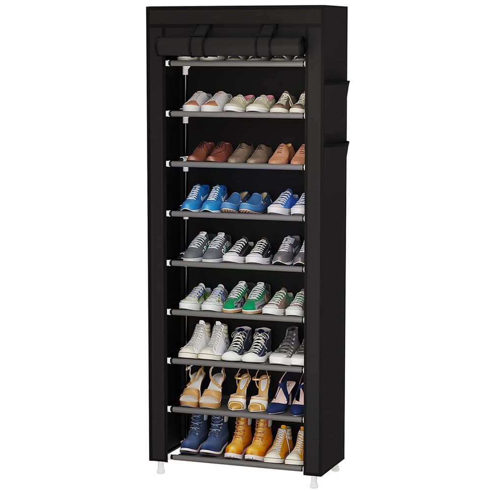 Zapatero Tela Estante Negro Organizador Zapatos 9 Niveles Desarmable Negro