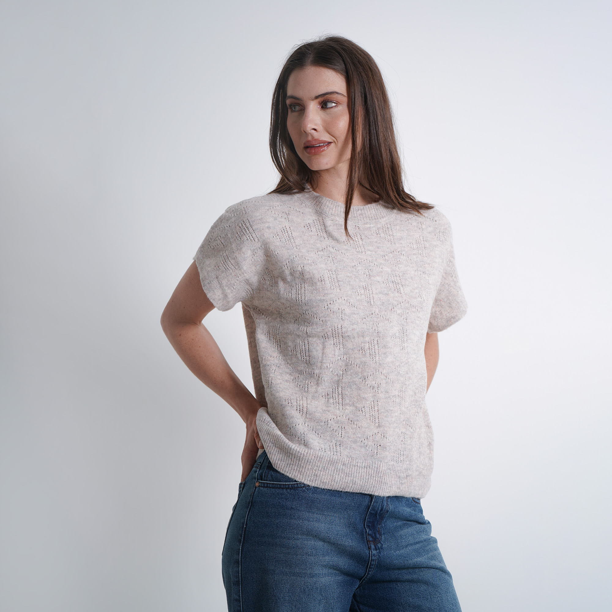 Sweater Cuello Redondo Manga Corta