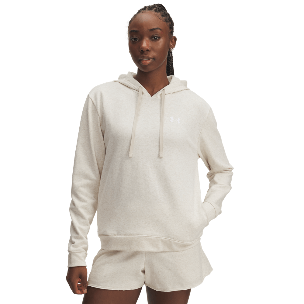 UA Rival Terry Hoodie Camiseta Manga Larga beige de mujer lifestyle