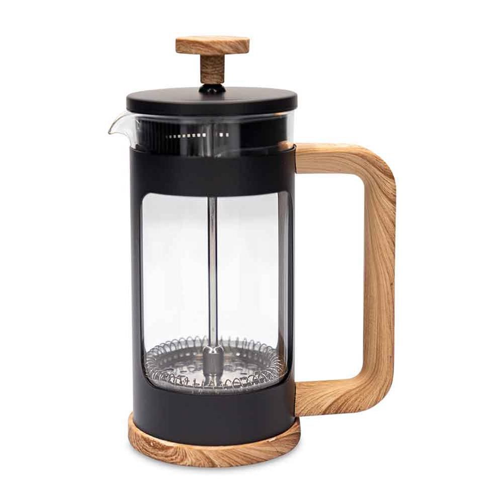 Cafetera AMBIENTE GOURMET Vidrio Negro Y Madera 1 Pieza  Negro Y Madera