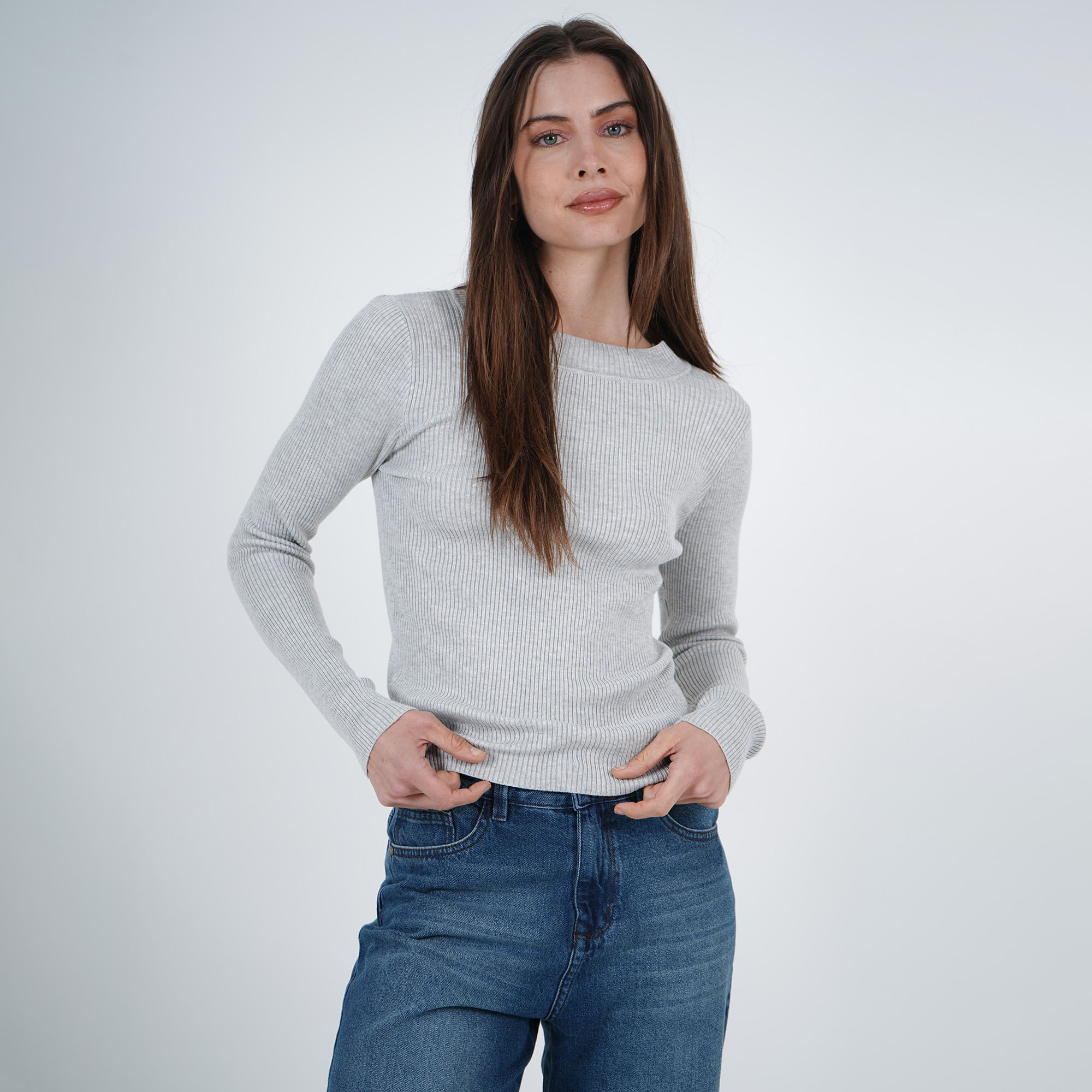 Sweater Cuello V Manga Larga