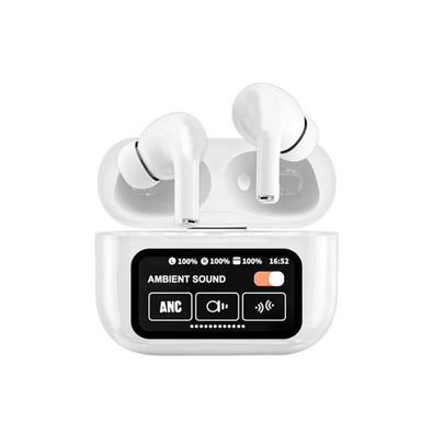 Audifonos Inalambricos Bluetooth A9 Pro Blancos Pantalla Tactil