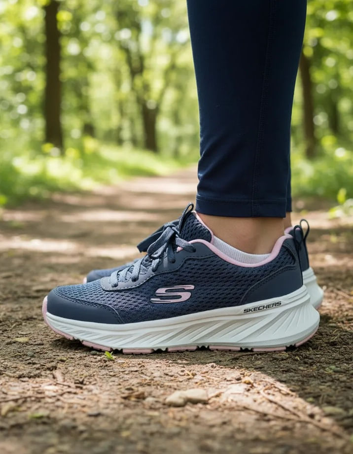 Tenis Skechers Niña Edge Ride 303982L-NVLV Azul Rosado Running