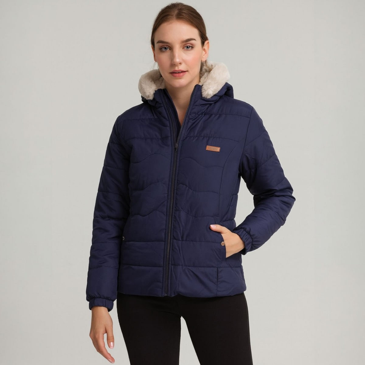 Chaqueta para Mujer con Capucha e Interior en Tela Ovejera Zara Azul Rey